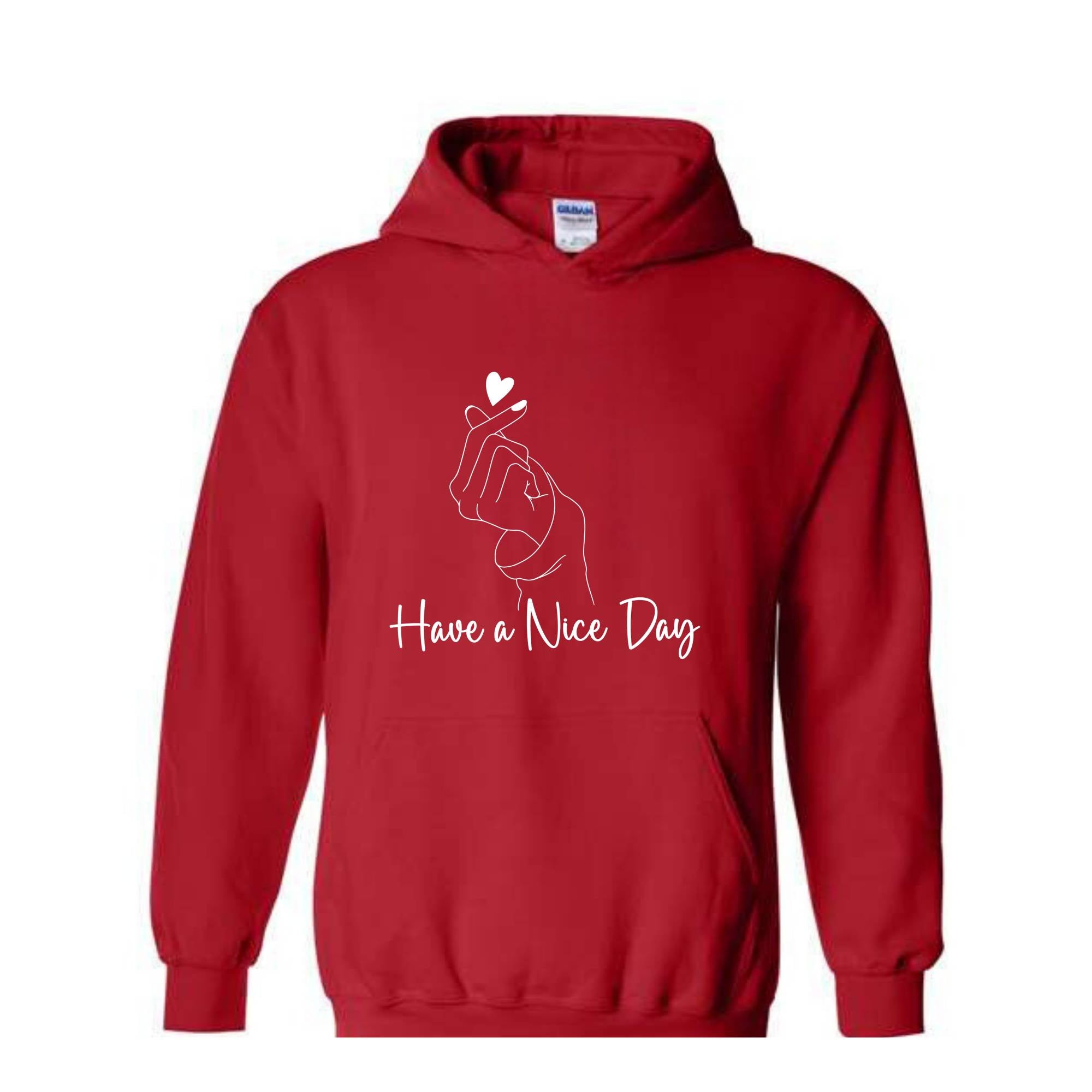 Korean Heart Sweater, Heart with hand Sweater, Positive Phrase Sweater, Have a Nice Day Sweatshirt, Love Sweater. Love Day Sweater