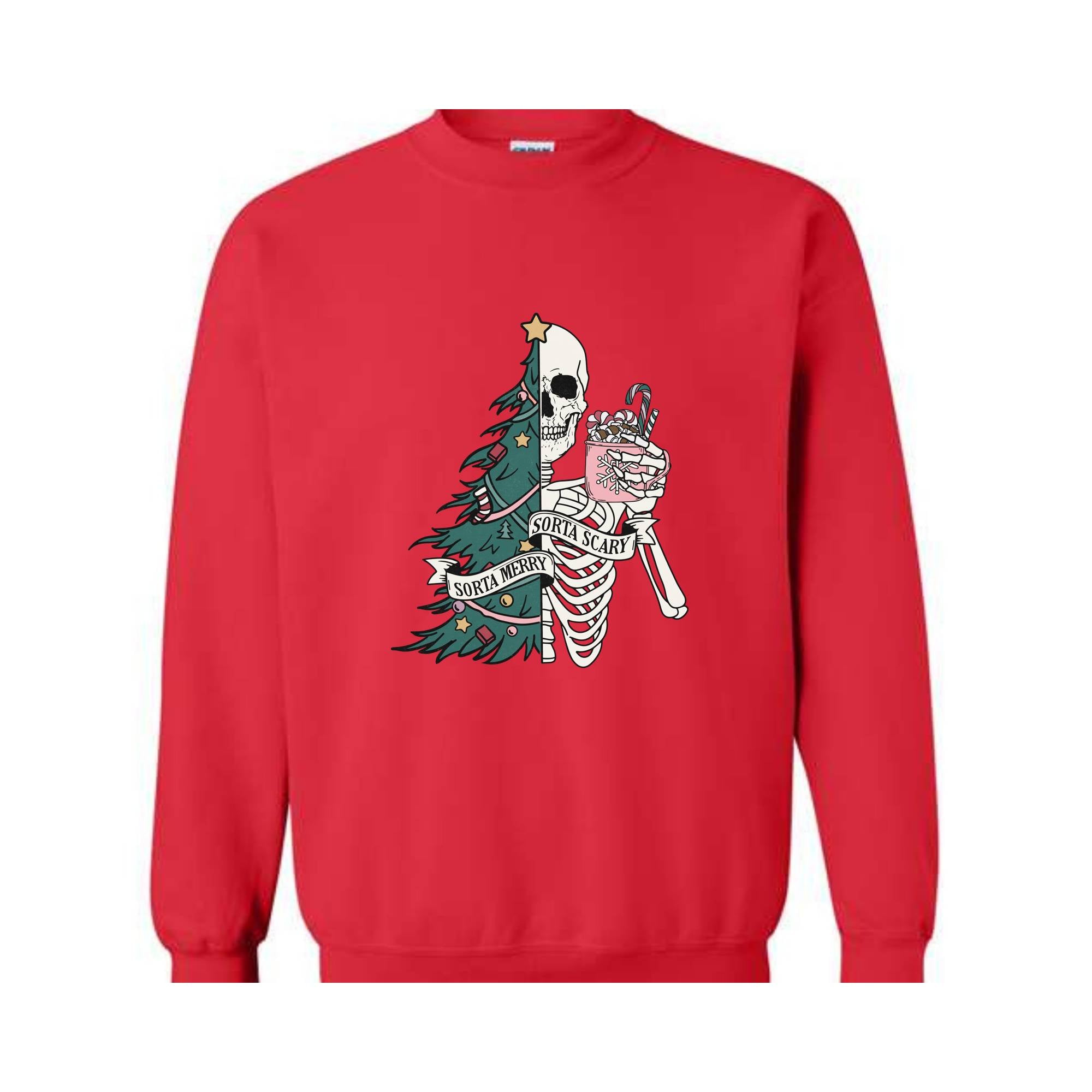 Sorta Scary Sorta Merry Sweatshirt, Christmas Skeleton Sweatshirt, Funny Christmas Sweatshirt, Holiday Sweater