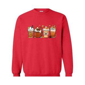 Fall Coffee Sweatshirt, Halloween Pumpkin Latte Drink Cup, Halloween Fall Sweatshirt, Coffee Lover Sweatshirt, Thanksgiving Sweatshirt