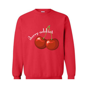 Cherry Addict Sweatshirt, Cherry Sweatshirt, Vintage Inspired Cherry Sweatshirt for Women, Cherries Sweatshirt, Cherries Hoodie