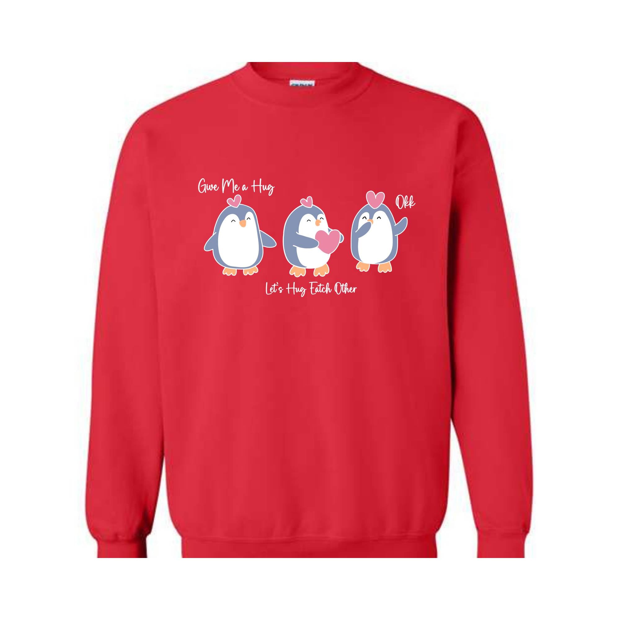 Penguins Sweater, Funny Sweater, Trendy Sweater, Hearts Sweatshirt, Happy Valetine, Funny Valetine, Cute Sweater, Hug Me Sweater