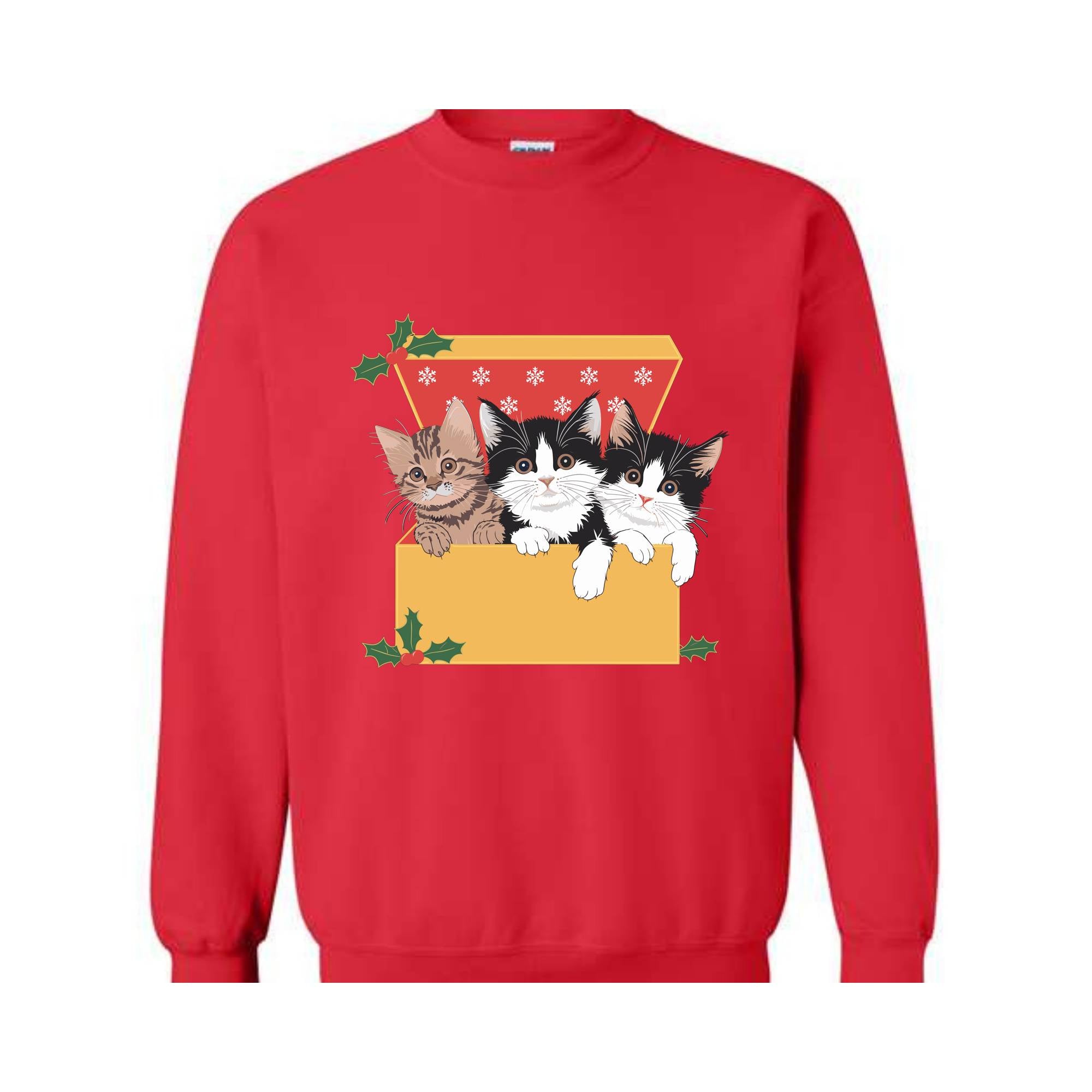 Cute Cat Christmas Sweatshirt, 90s Cat Christmas Hoodie, Retro Christmas Gift, Funny Cat Christmas Sweatshirt, Cat Lover Gift