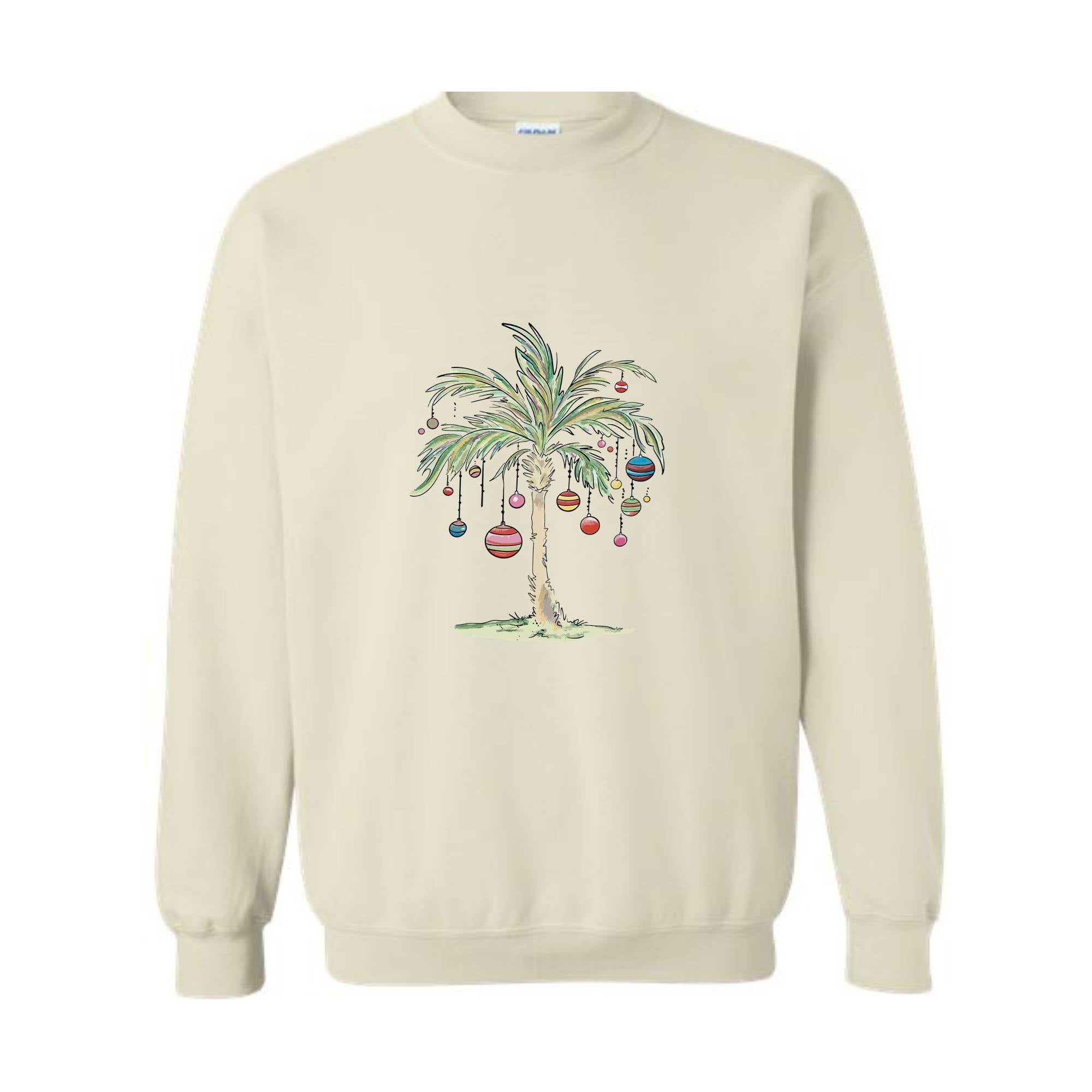 Christmas Palm Tree Sweatshirt, Tropical Christmas Sweatshirt, Aloha Christmas Sweater, Holiday Beach Sweatshirt