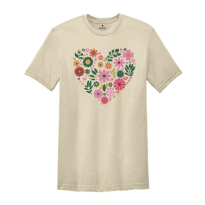 Flower Heart Shirt, Wild flowers Shirt, Flower Shirt, Sunflower Shirt, Summer Shirts, Love Shirt, Floral Heart Shirt