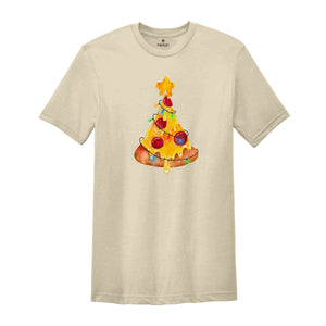 Cheesy Pizza Christmas Tree T-Shirt, Holiday Pizza Tree Shirt, Christmas Vibes Tee, Holiday Pizza Slice Shirt, Pizza Lover Gift