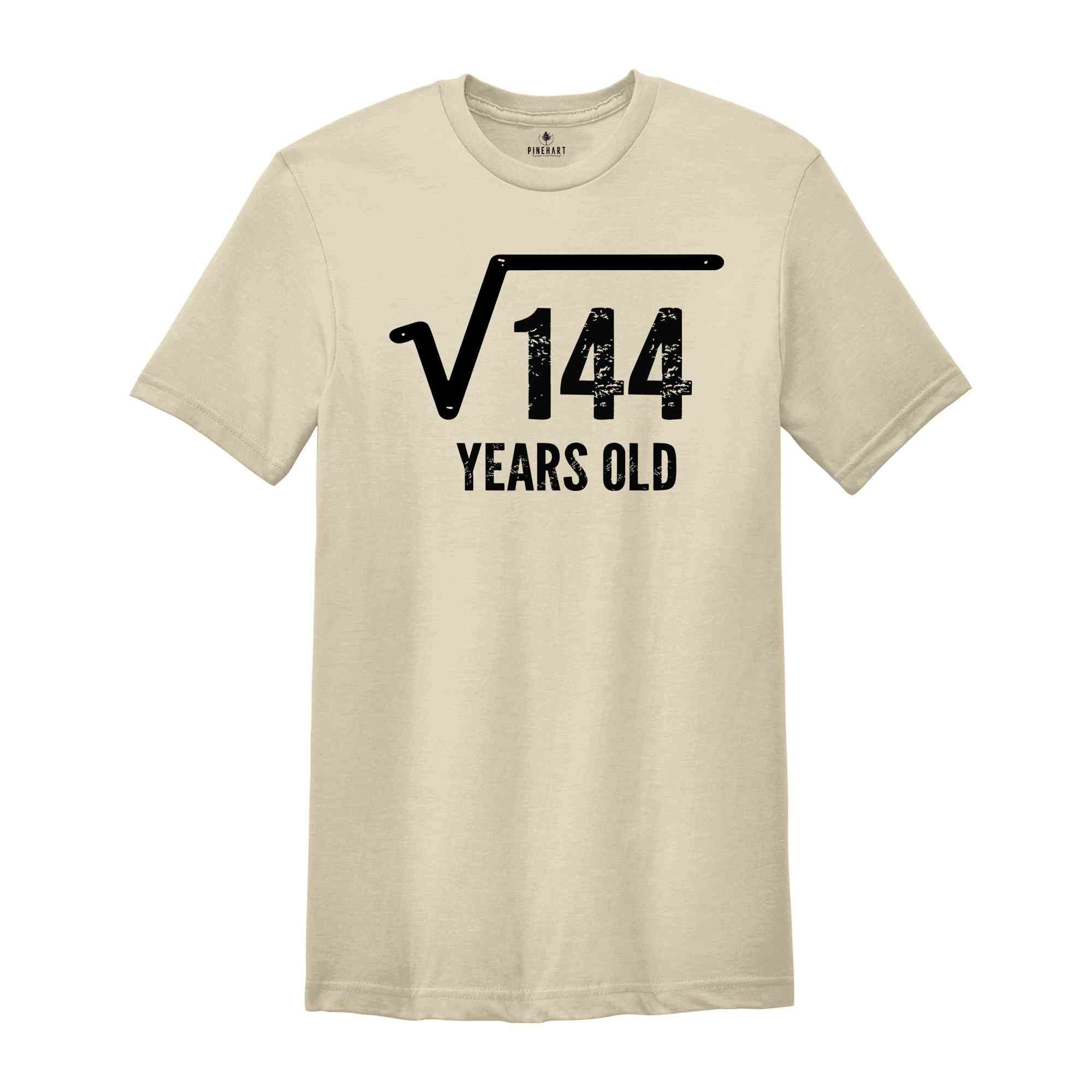 Square Root Of 144 Years Old Shirt, 12th Birthday TShirt, Born In 2012 Shirt, 12th Birthday Gift, 12th Birthday Party Shirt