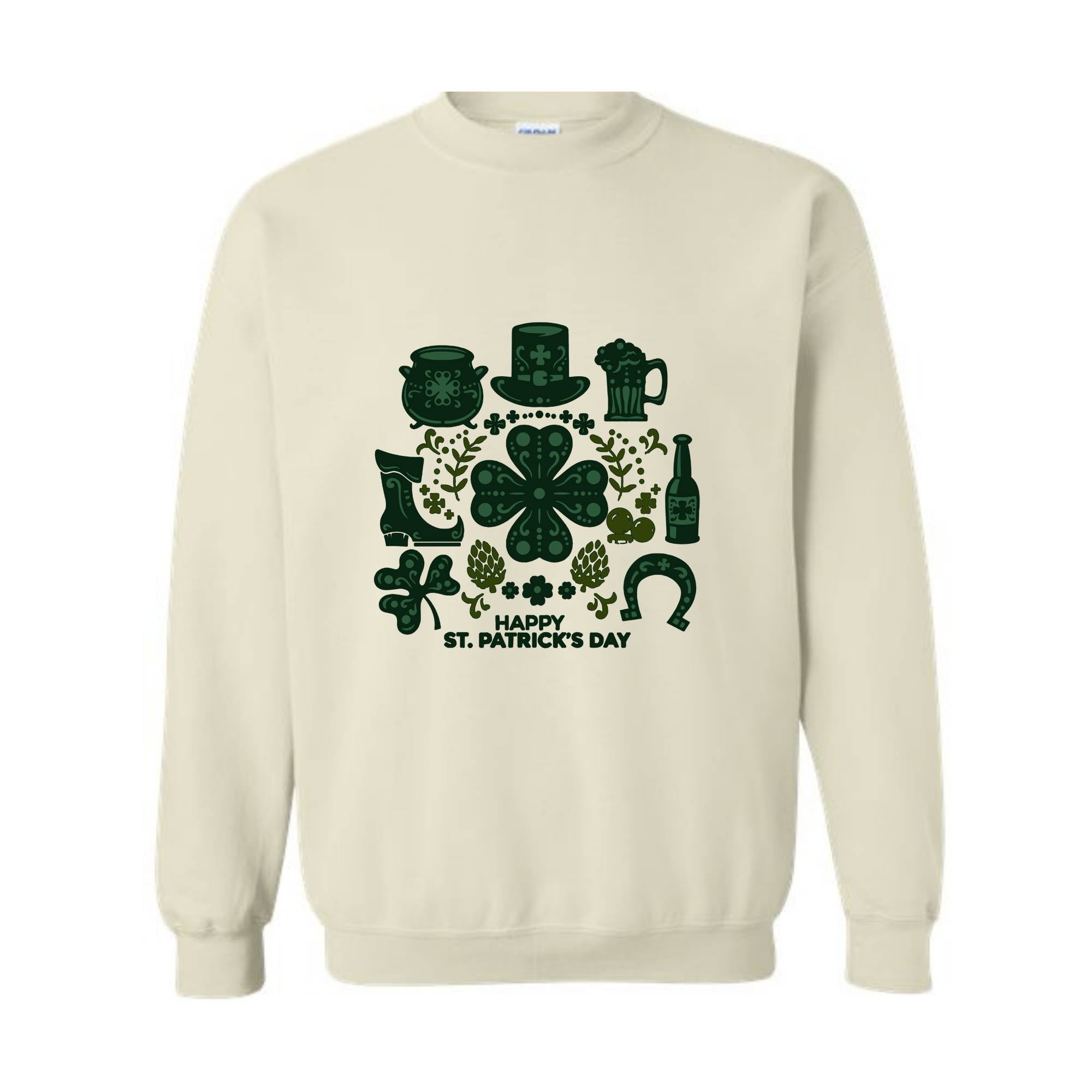 St Patricks Day Sweatshirt, Lucky Shamrock Sweater, Irish Green Sweater, Clover Pullover, Festive Sweatshirt