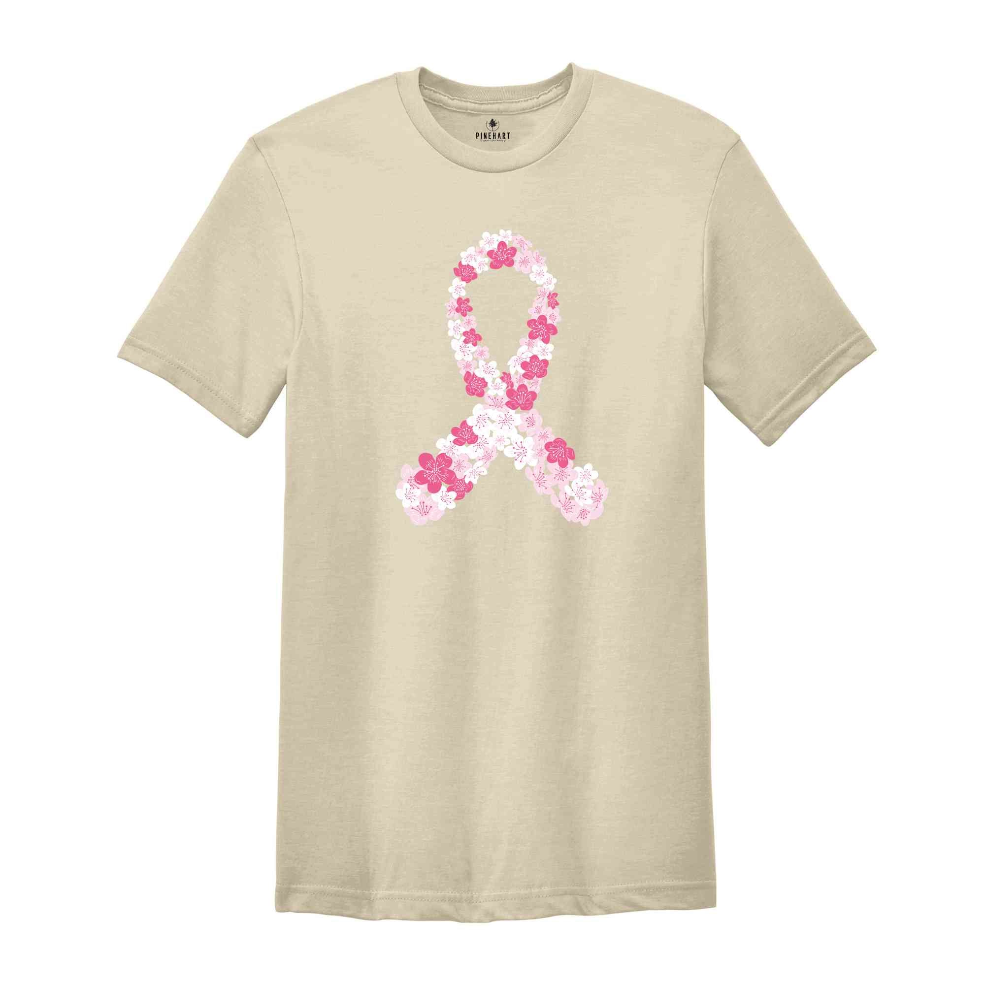 Japanese Sakura Breast Cancer Ribbon Shirt, Breast Cancer Warrior Shirt, Pink Ribbon Shirt, Floral Cancer Shirt, Fuck Cancer Shirt