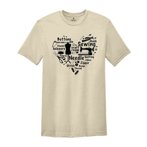 Sewing Heart Shirt, Sewing Machine Shirt, Mom Life Shirt, Craft Room Shirt, Sewing Cameo Shirt, Sewing Lover Shirt