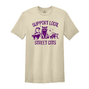 Support Local Street Cats Shirt, Vintage Raccoon Shirt, Vintage Shirts, Raccoon Shirt, Funny Shirts, Funny Trash Cat Shirt