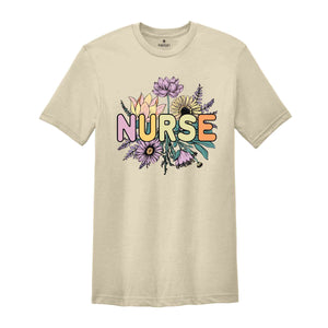 Nurse Flower Shirt, Gift For Nurse, Nursing Student Shirt, Registered Nurse, Graduation Shirt, Nursing School Tee, RN Tee, Nurse Shirt