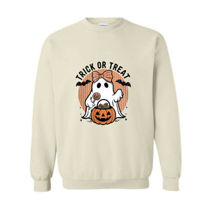 Trick Or Treat Sweatshirt, Retro Halloween Shirt, Halloween Gift, Ghost Sweatshirt, Halloween Costume, Fall Sweater, Spooky Season Tee