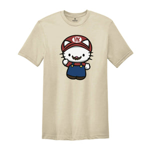 Hello Kitty Super Mario Shirt, Cute Mario Shirt, Adorable Shirt, Super Mario Gift, Super Mario Lover Tee, Hello Kitty Fan Gift