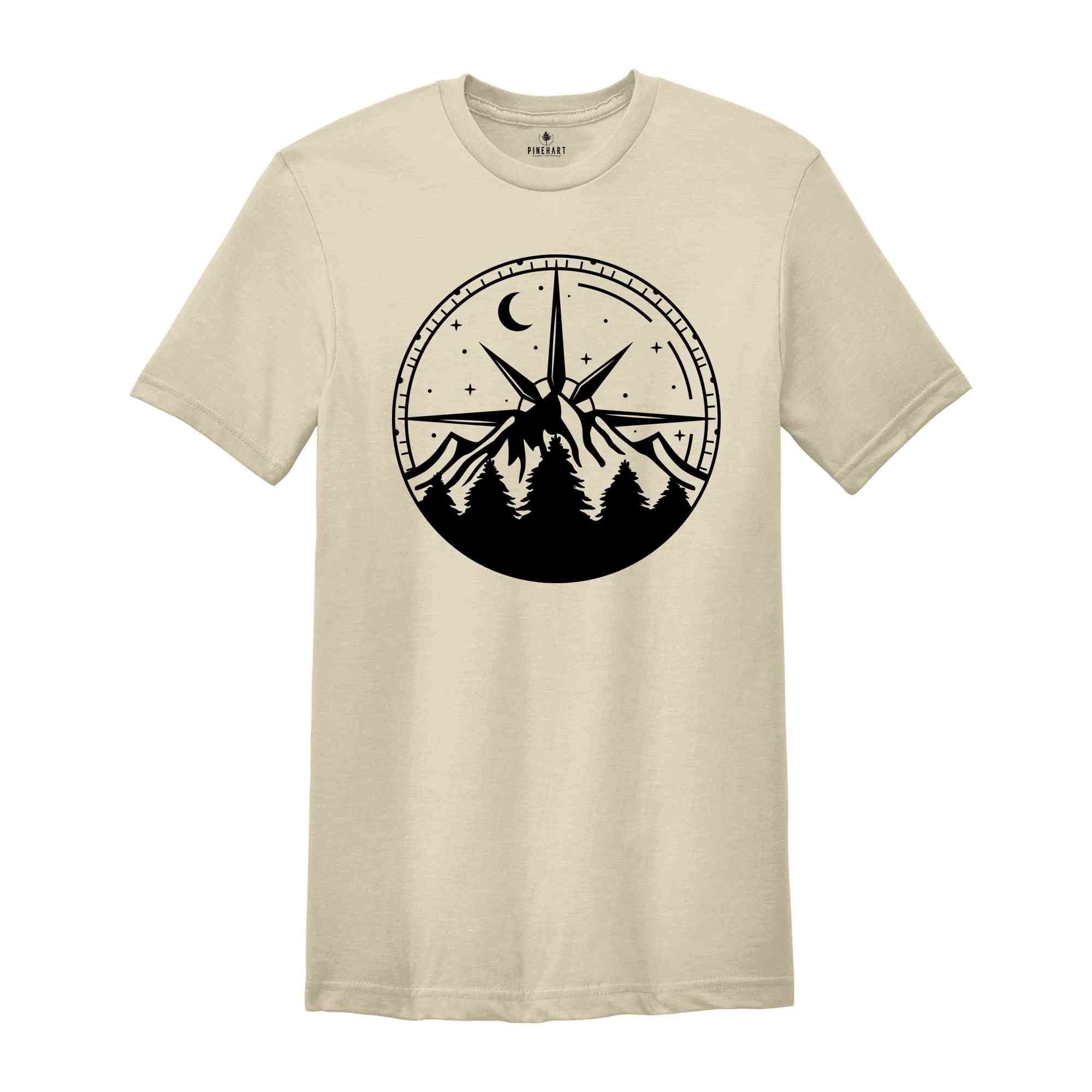 Compass Shirt, Mountain Shirt, Hiking Shirt, Outdoor Shirt, Camper Gift, Nature Lover Gift, Traveler Shirt, Nature Lover Shirt, Camping Tee