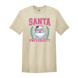 Santa University Shirt, Pink Christmas Shirt, Santa Face Shirt, Cute Christmas Shirt, Women's Christmas Shirt, Christmas Gift, Xmas Tee