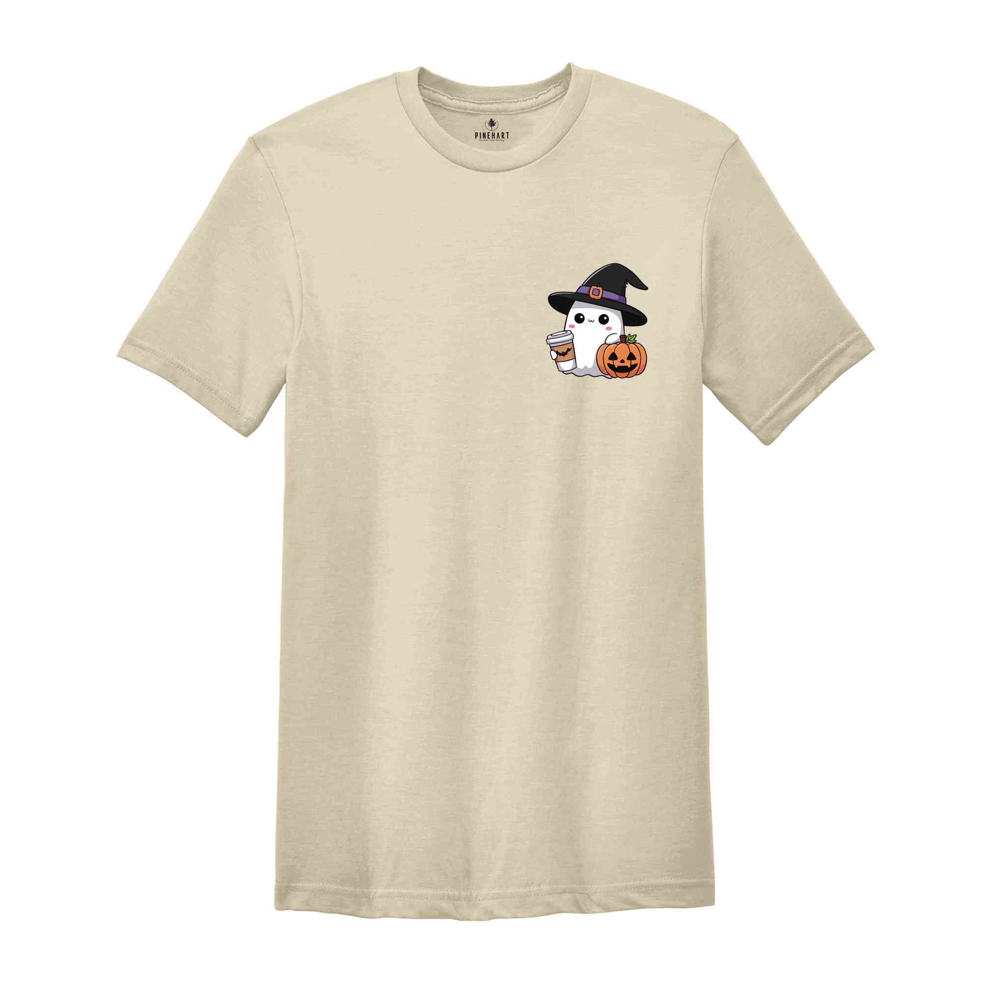 Cute Ghost Shirt, Fall Season Tee, Spooky Season Shirt, Funny Pumpkin Shirt, Ghost Coffee Shirt, Halloween Ghost Shirt