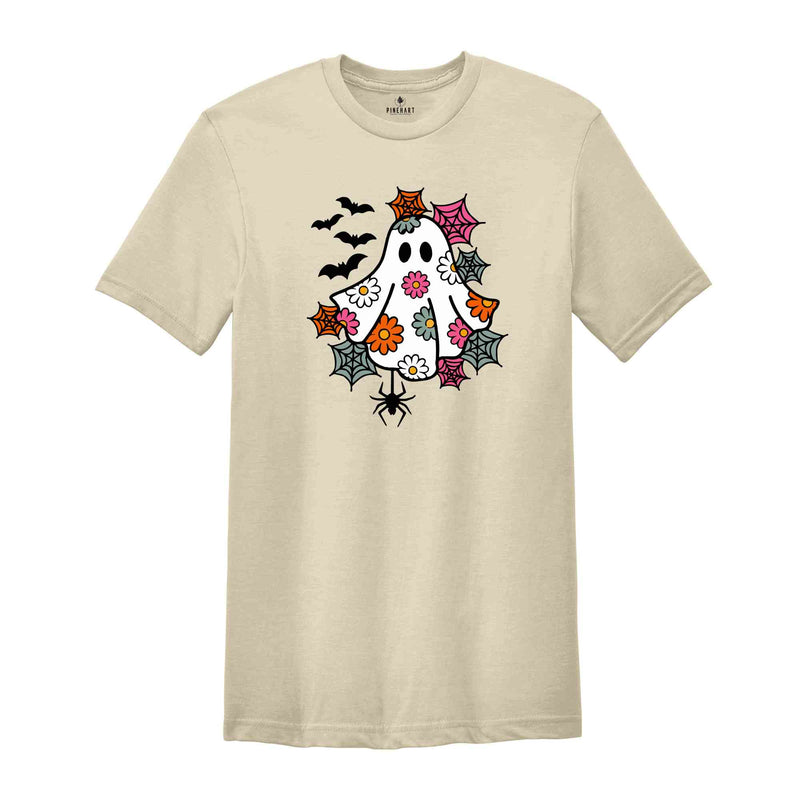 Retro Floral Ghost Halloween Shirt, Spooky Season Shirt, Halloween Party Shirt, Pumpkin Shirt, Halloween Shirt