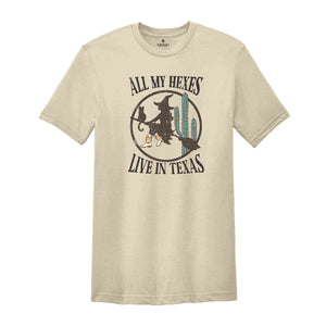 All My Hexes Live In Texas Shirt, Witch Cowgirl Shirt, Vintage Western T-Shirt, Cowgirl Ghost Shirt, Country Witch Shirt