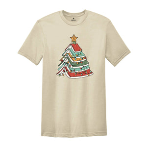 Christmas Books Tree Shirt, Bookish Christmas Shirt, Teacher Christmas Tee, Christmas Book Lover Shirt, Holiday Teacher Gifts