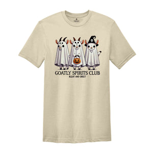 Goatly Spirits Club Bleat And Greet Shirt, Halloween Ghost T-Shirt, Goats Shirt, Ghost Goats Tee, Goat Lover Shirt, Happy Halloween Tee