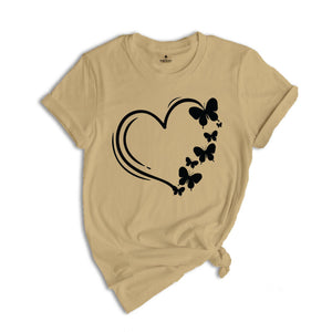 Heart Butterflies Shirt, Heart Shirt, Butterfly Shirt, Summer Valentine's Day Shirt, Valentine's Day Shirt, Valentine Shirt, Love Shirt