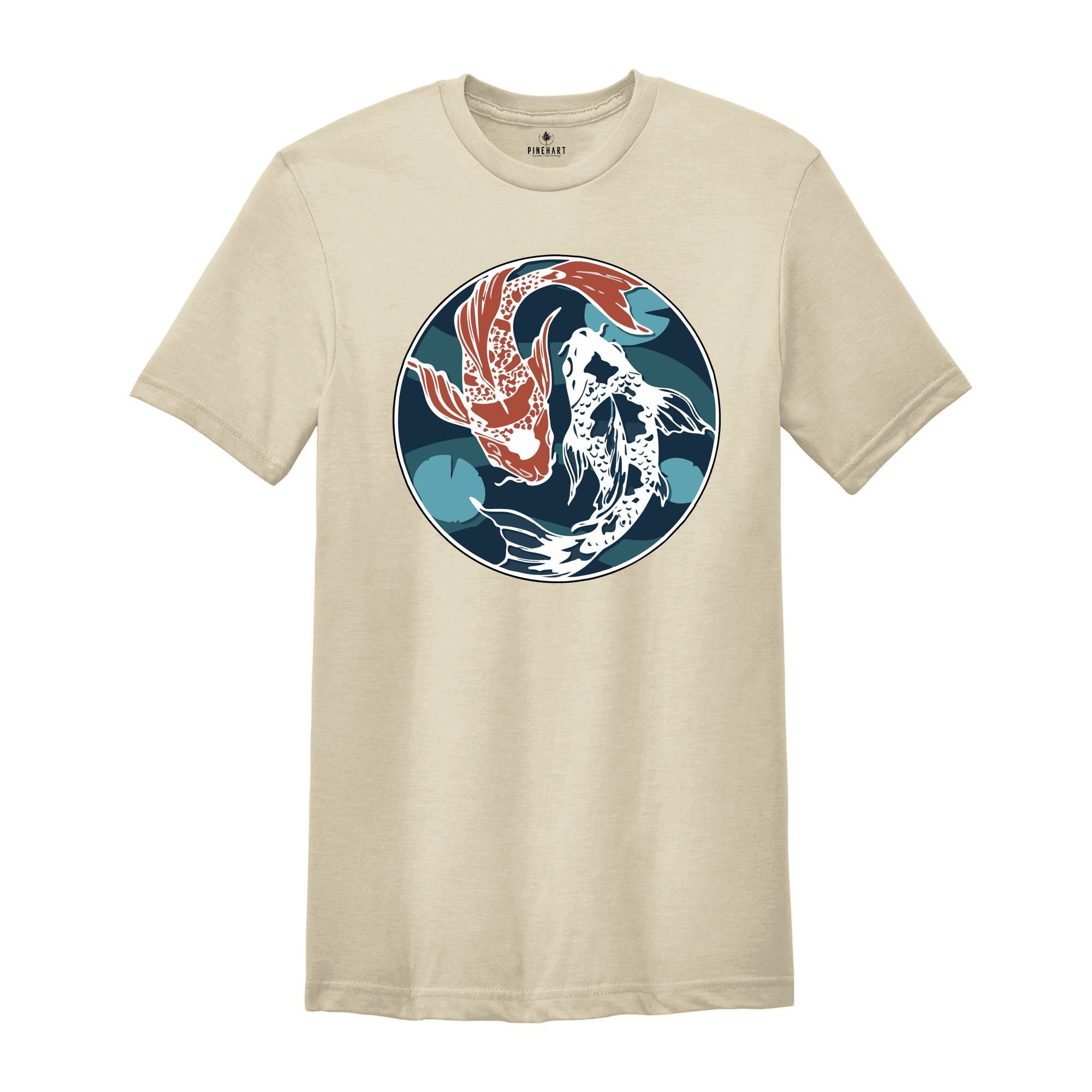 Japanese Street Wear, Japanese Art T-Shirt, Koi Fish Tee, Japanese Koi Fish, Yin Yang Art Drawing Shirt, Cute Animal Gift