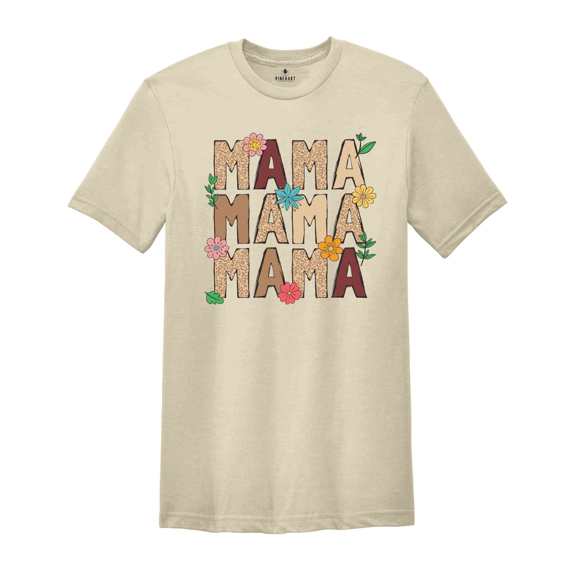 Mama Leopard Shirt, Leopard Mama Flower Shirt, Retro Mama Shirt, Mama Shirt, Boho Mama Shirt, Mother's Day Shirt, Floral Mama Shirt