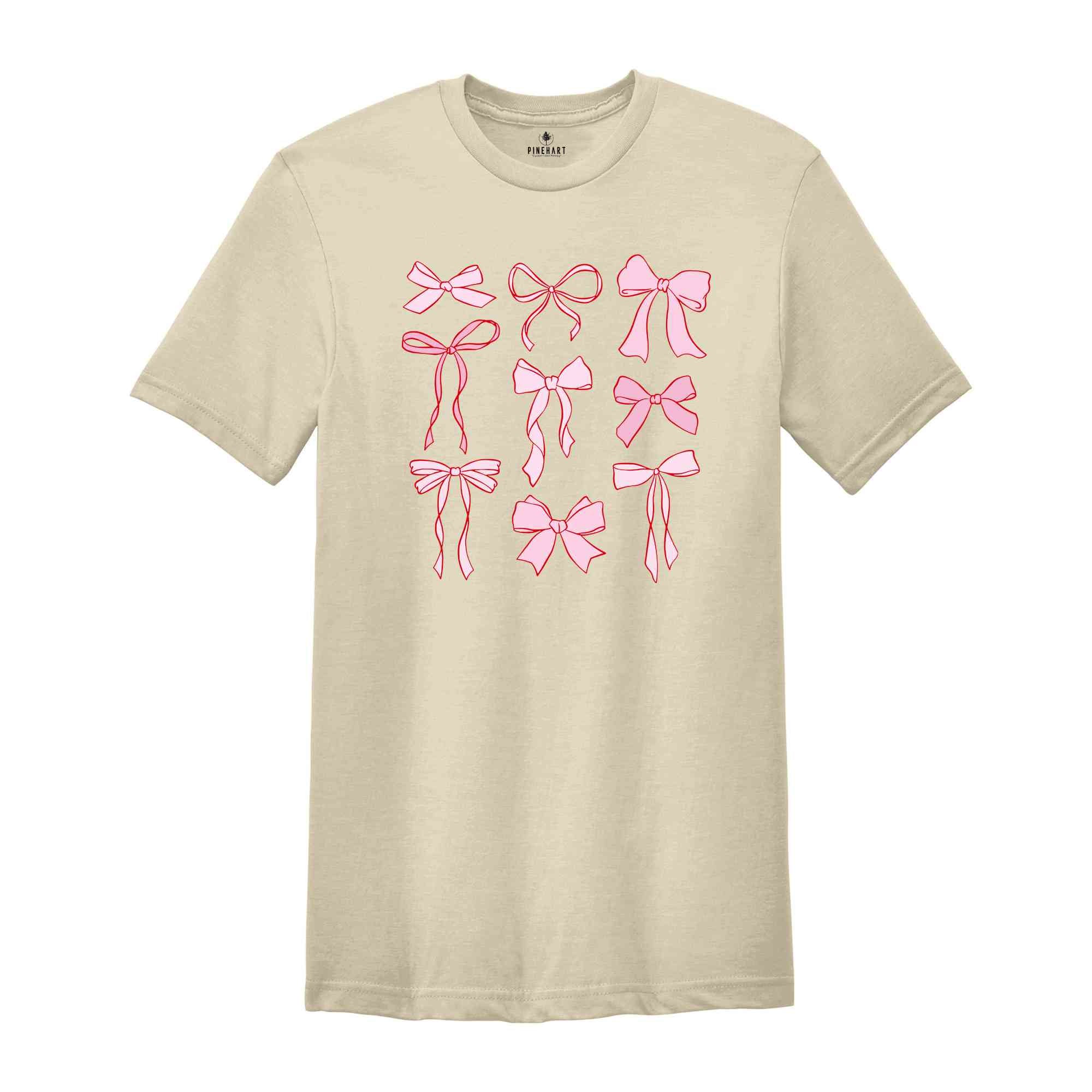 Pink Bow Trendy Shirt, Ribbon Bow Pullover Shirt, Cute Little Bow Shirt, Pink Bow Shirt, Ribbon Tee, Cute Ribbon Shirt