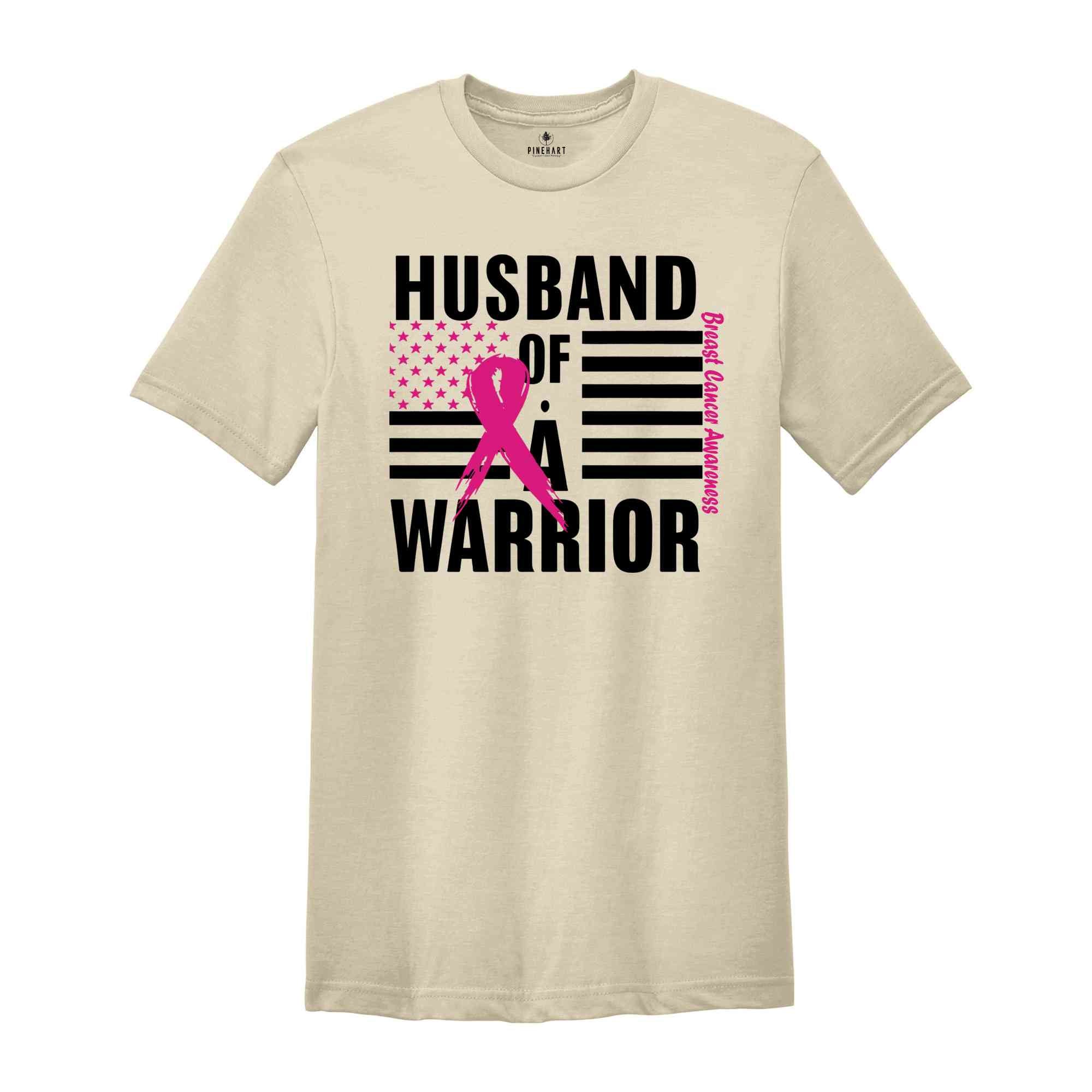 Breast Cancer Awareness Vneck TShirt, USA Flag Graphic Tees, Cancer Support Gift, Fighter Clothing, Gift for Her, Husband Of A Warrior Shirt