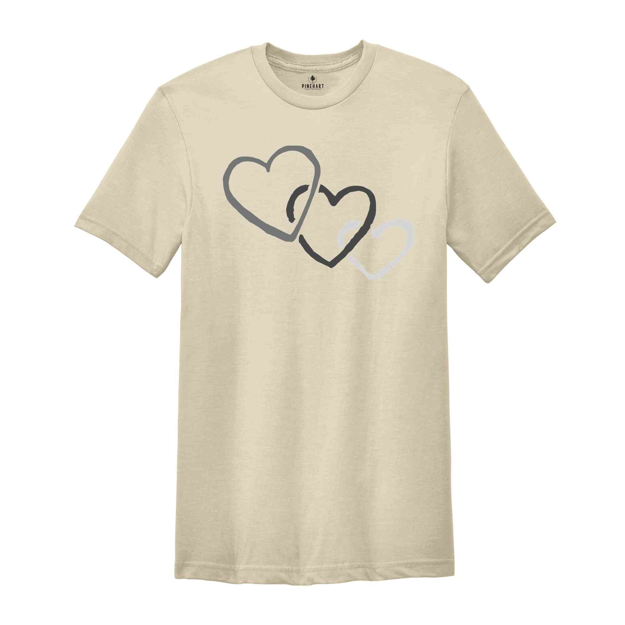 Intertwined Heart T-Shirt, Black and White Hearts Tee, Cute Hearts Shirt, Birthday Gifts, Hearts Shirt