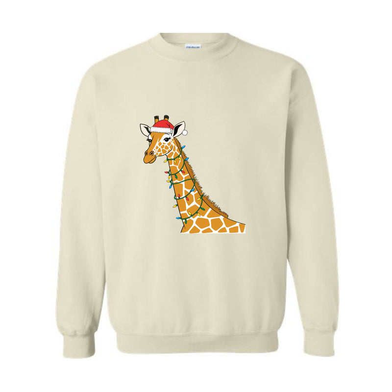 Giraffe Christmas Sweatshirt, Family Christmas Sweat, Christmas Lights Hoodie, Cute Giraffe Christmas Tee, Giraffe Lover Gift