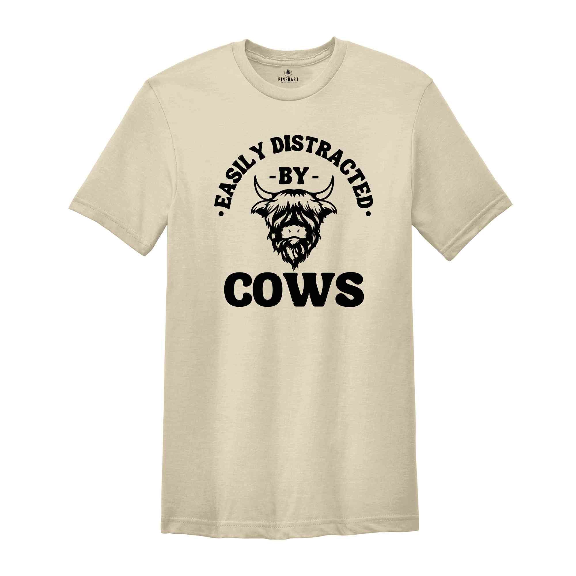 Easily Distracted By Cows T-shirt, Cow T-shirt, Animal Lover T-shirt, Cute Cow T-shirt, Funny Animal T-shirt