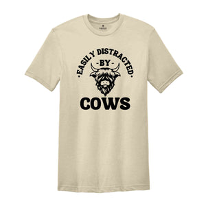 Easily Distracted By Cows T-shirt, Cow T-shirt, Animal Lover T-shirt, Cute Cow T-shirt, Funny Animal T-shirt