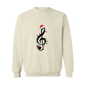 Music Christmas Lights Sweatshirt, Music Lover Hoodie, Instrument Christmas Hoodie, Musician Christmas Hoodie, Music Hoodie