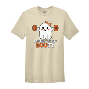 Working On My Booty Shirt, Women Halloween Shirt, Spooky Season Shirt, Cute Halloween Tee, Fitness Shirt, Gym Girl Shirt, Funny Halloween Te