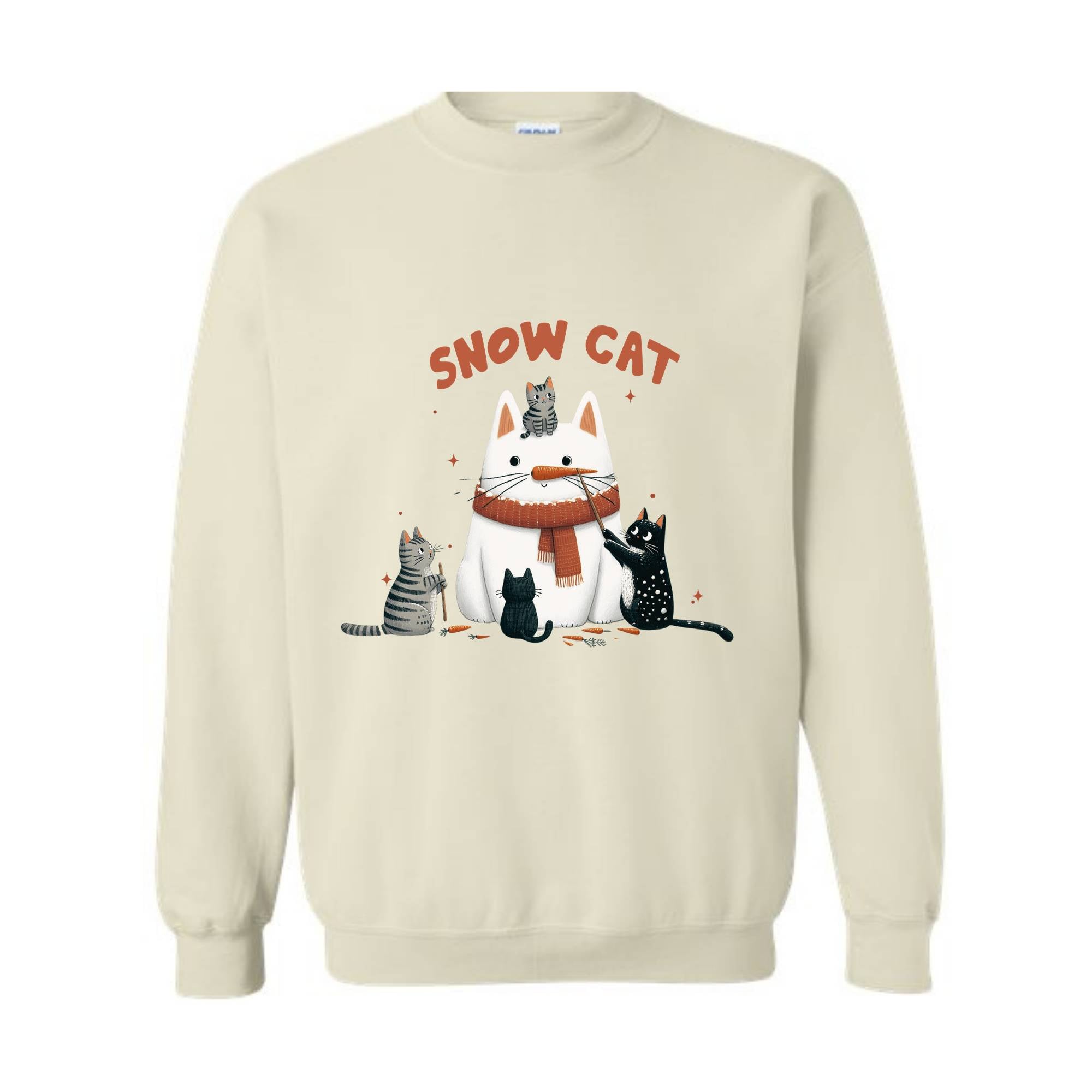 Snow Cat Sweatshirt, Meowy Christmas Sweater, Happy Cat Year Shirt, Cat Christmas Sweatshirt