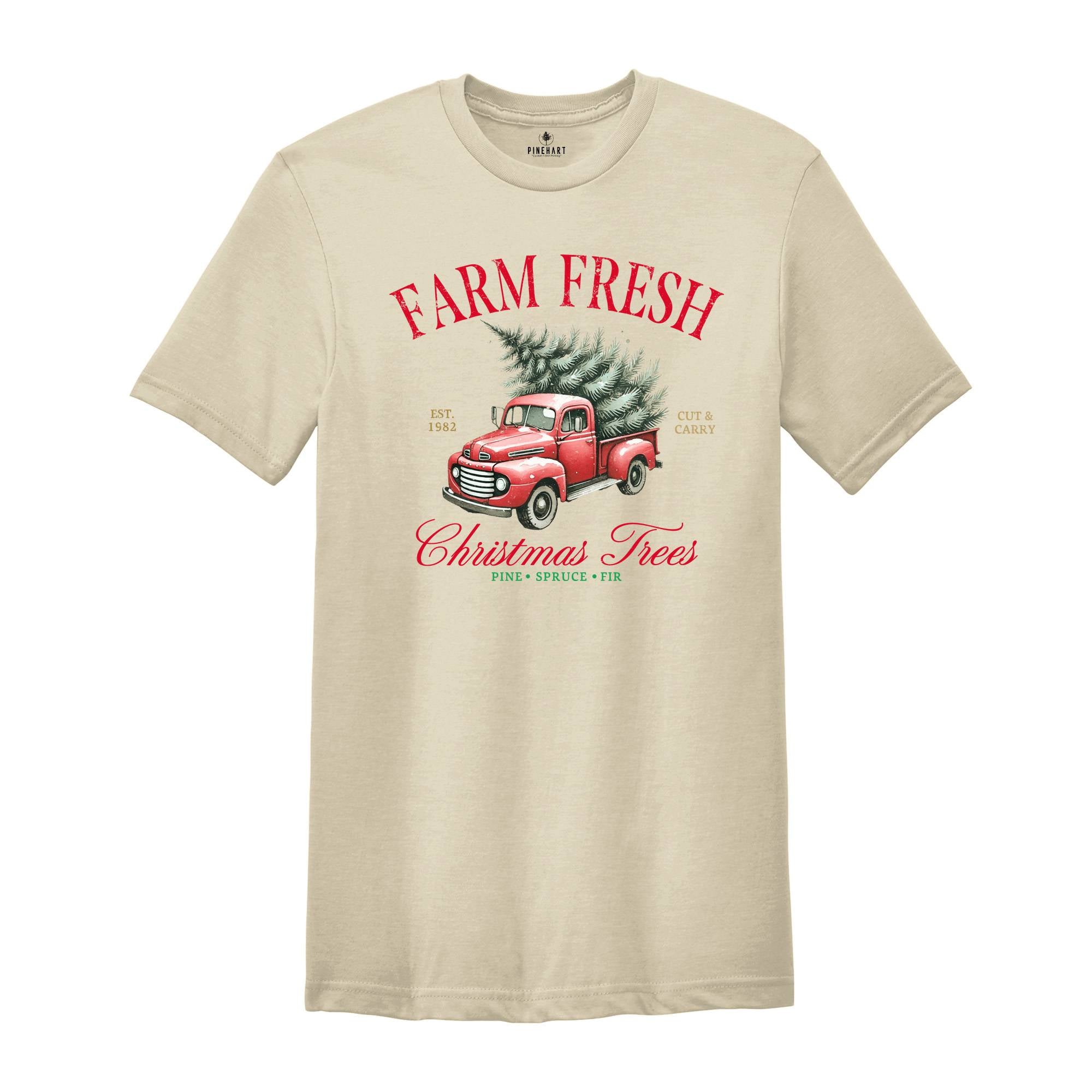 Farm Fresh Christmas Shirt, Holiday Shirt, Cute Christmas Shirt, Christmas Trees Holiday Shirt, Christmas Truck Shirt