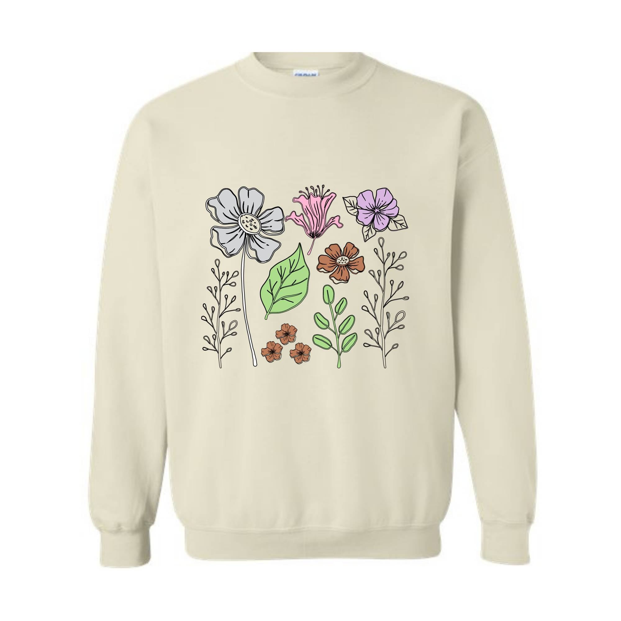 Boho Flower Sweatshirt Flowers Lovers Sweater Women Floral Minimalist Sweater Flower Print Sweatshirt Woman Gift Flower Sweatshirt