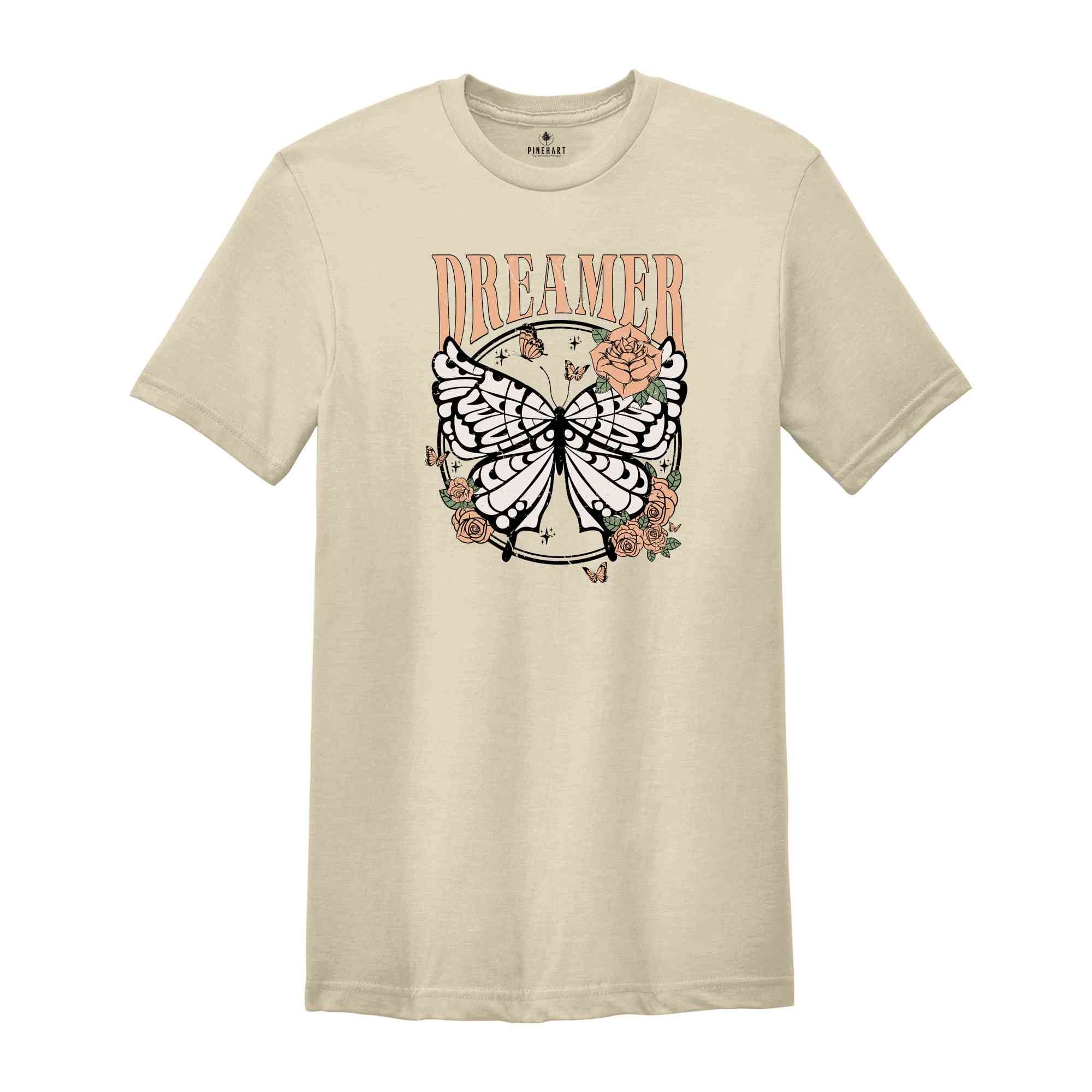 Retro Shirt, Dreamer Shirt, Dreamer Tee, Butterfly Shirt, Retro Graphic Tees, Save the Bees, Boho Shirts, Bohemian Shirts, 90s Shirt