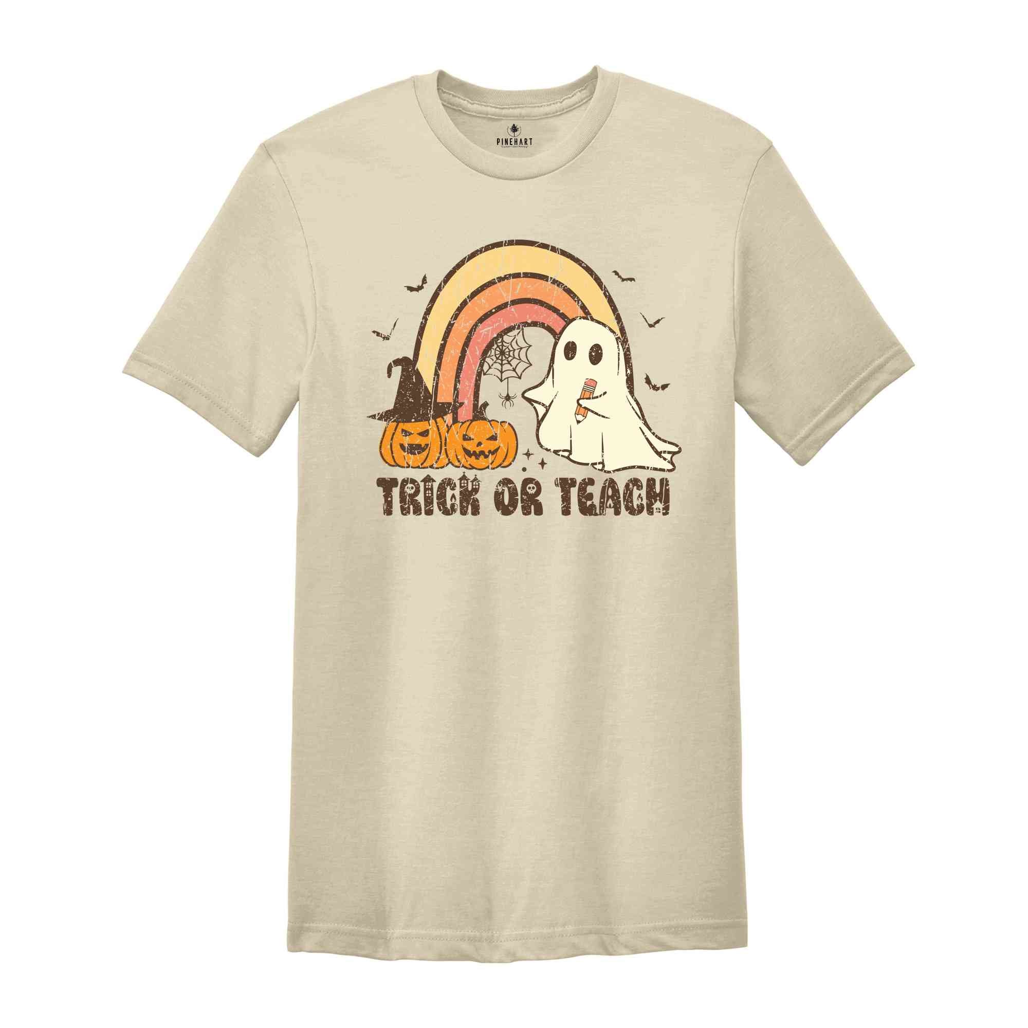 Trick Or Teach T-Shirt, Teacher Halloween Shirt, Spooky Teacher Tee, Teacher Gifts, Funny Teacher Ghost Shirt, Halloween Gifts