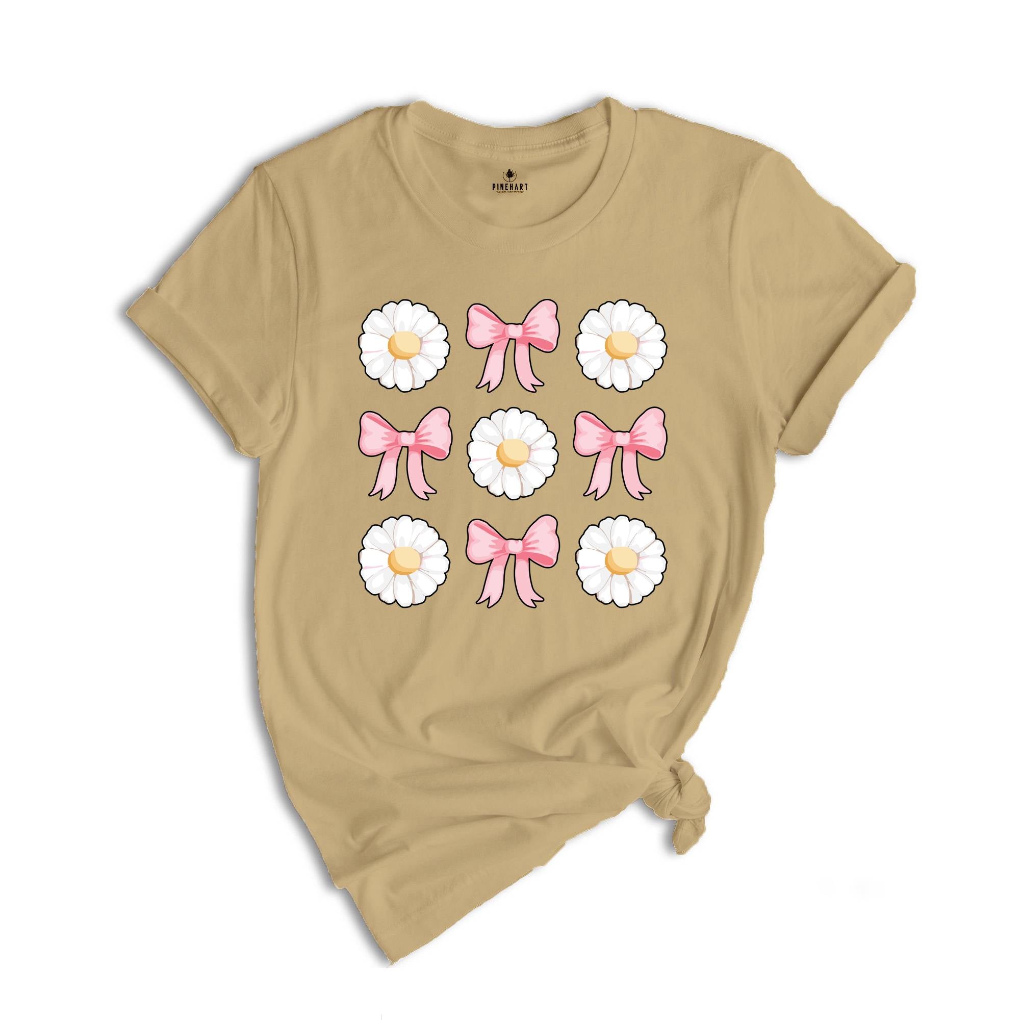 Coquette Daisy Shirt, Coquette Shirt, Bowknot Shirt, Daisies Shirt, Cute Summer Shirt, Daisy Shirt, Flowers Shirt, Bows Shirt, Pink Bow Tee