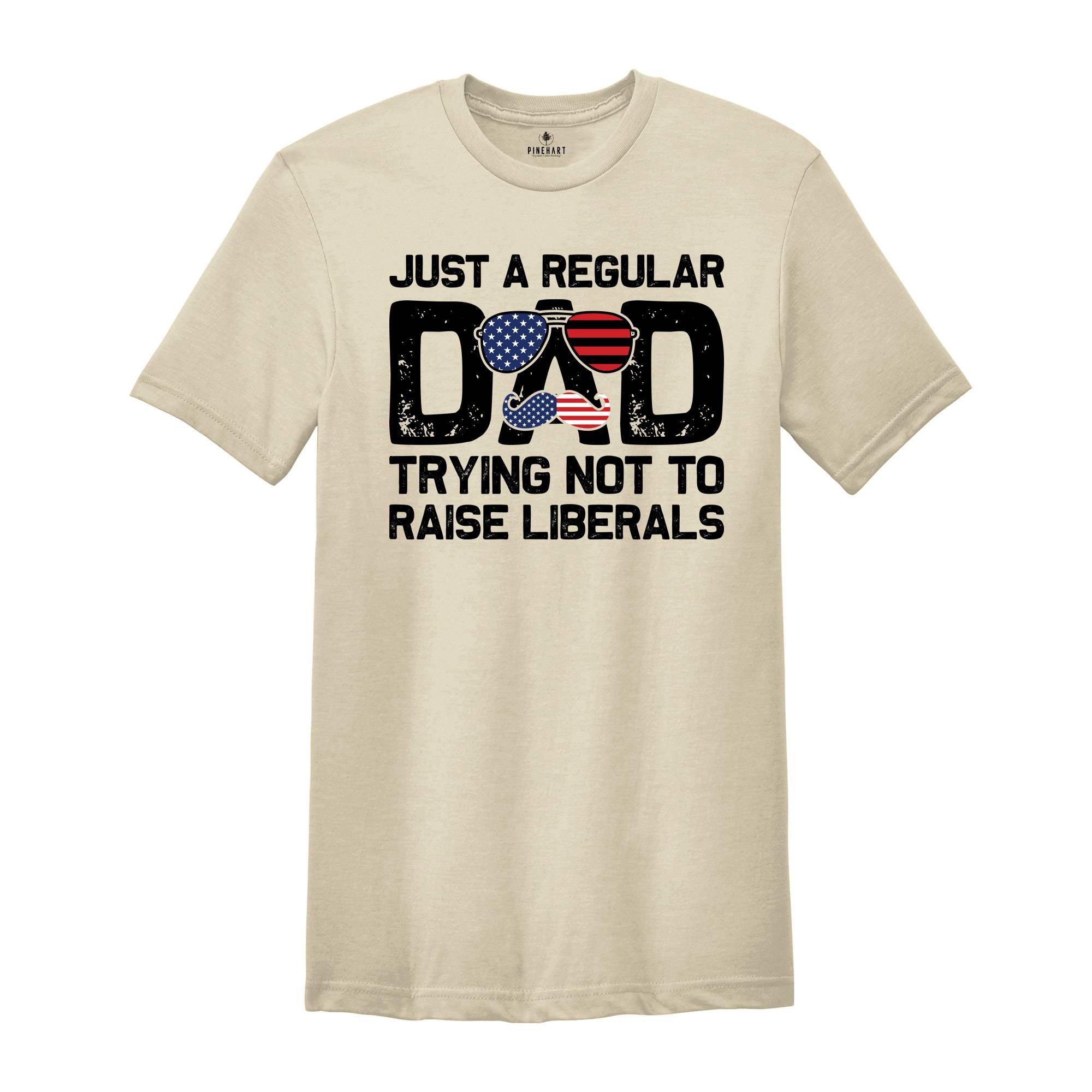 Dad USA Flag Shirt, Gifts for Dad, Fathers Day Gift, American Flag, Just A Regular Dad Trying Not To Raise Liberals Gift for Dad, Dad Shirt