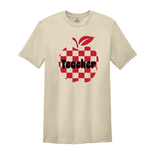 Checkered Teacher apple shirt, Teacher Appreciation Gift, Retro Teacher Shirt, Back to School tee, Trendy Teacher Tee