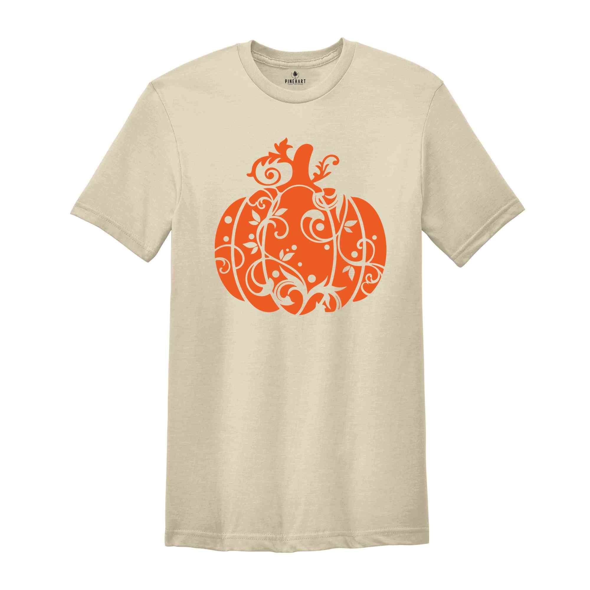 Floral Pumpkin T-Shirt, Halloween Shirt, Halloween Pumpkin Shirt, Fall shirt, Pumpkin Shirt, Halloween Season Gifts