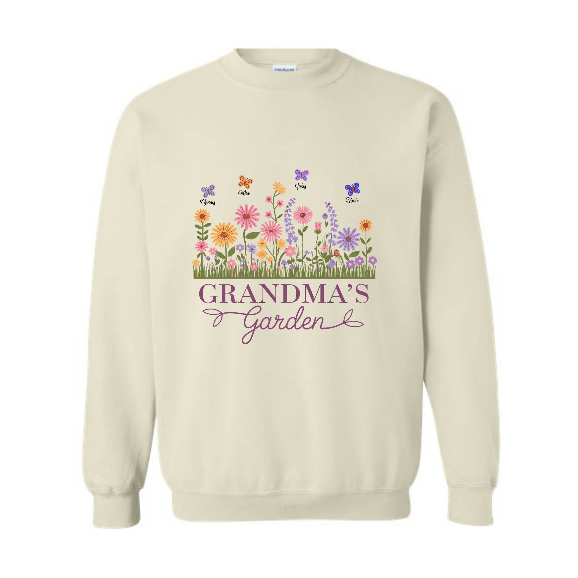 Grandma's Garden Sweatshirt, Birth Flowers With Kids Names Hoodie, Personalized Mom Hoodie, Custom Name Hoodie, Cute Grandma Hoodie