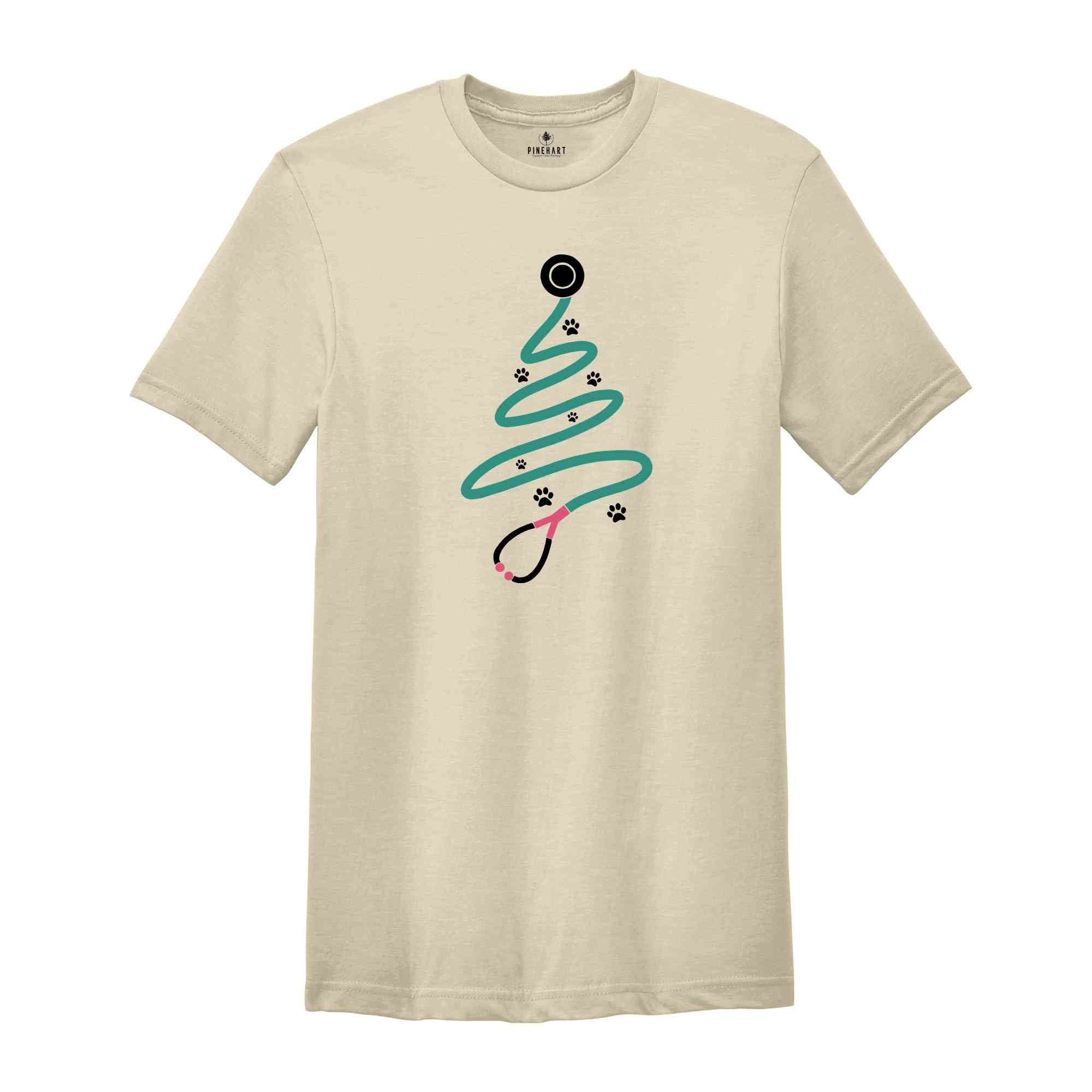 Stethoscope Christmas Tree Shirt, Veterinarian Christmas Gift, Vet Tech Gift, Animal Doctor Tee, Christmas Outfit