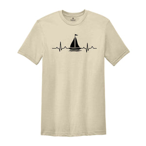 Sailing Heartbeat Shirt, Sailing Shirt, Sailing Gift, Captain TShirt, Boating Shirt, Sailing Lover Tee, Lake Life Shirt, Beach Shirt