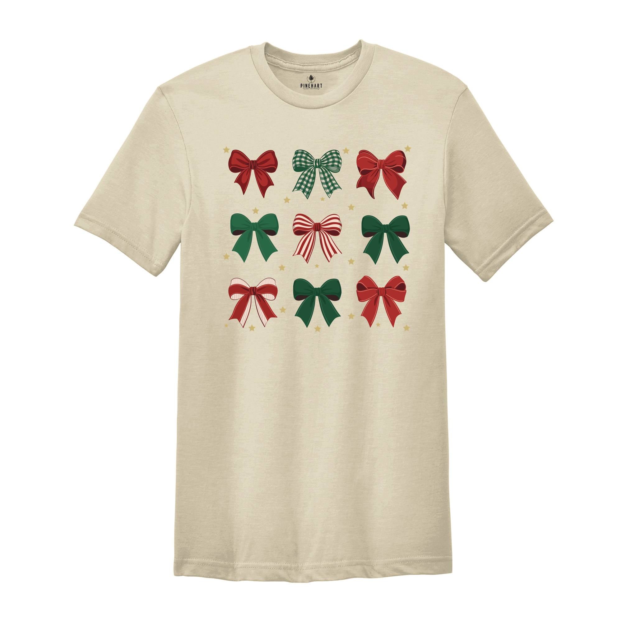 Christmas Bow Shirt, Red Green Bow Christmas Tee, Christmas Vibes Shirt, Girly Christmas Shirt, New Year Gifts, Christian Shirt