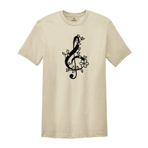 Floral Music Notes T-shirt, Music Teacher Shirt, Musician Gifts, Piano Tee, Music Notes Apparel, Funny Pianist Gift