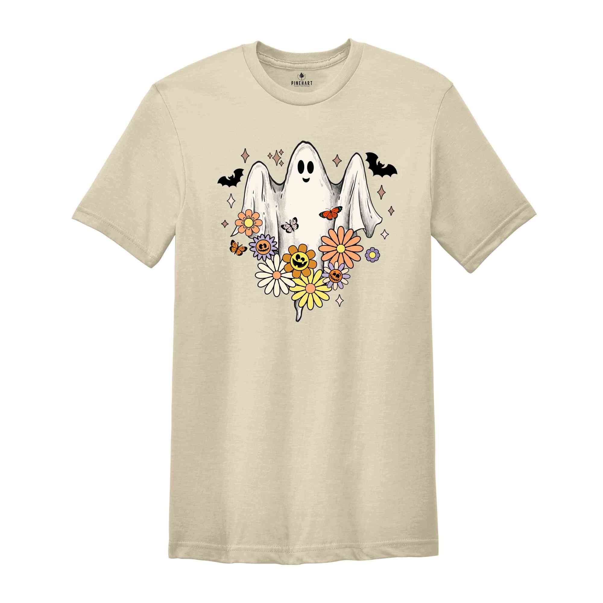 Retro Halloween Shirt, Vintage Floral Halloween Shirt, Retro Ghost Shirt, Vintage Ghost Shirt, Halloween Gifts